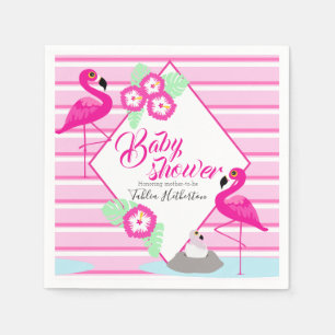 Serviette En Papier Flamingle flamingo baby shower rose graphique