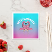 Serviette En Papier Flamingle Party Float Ombre rose Carré Pape (En situation)