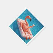 Serviette En Papier Flamingo Floating With a Cocktail In a Pool (Coin)