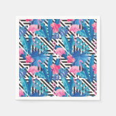 Serviette En Papier Flamingo & Palms on Geometric Pattern (Devant)