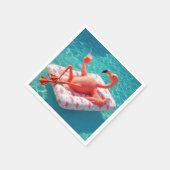 Serviette En Papier Flamingo Relaxing On a Pool Mattress (Coin)