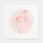 Serviette En Papier Flamingo rose avec or et cadre personnalisé (Devant)