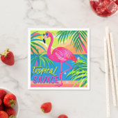 Serviette En Papier Flamingo rose Position tropicale sur une jambe (En situation)