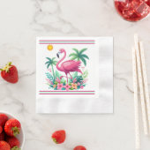 Serviette En Papier Flamingo rose tropicale/Floride (En situation)