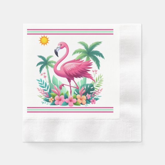 Serviette En Papier Flamingo rose tropicale/Floride (Devant)