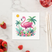 Serviette En Papier Flamingo rose tropicale/Floride (En situation)