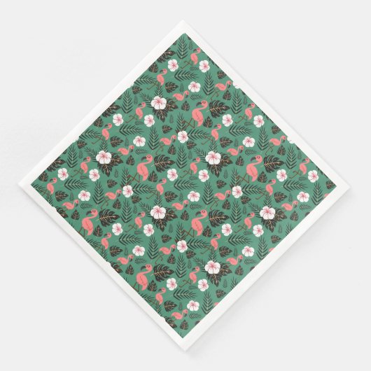 Serviette En Papier Flamingo seamless pattern pink on green background (Coin)