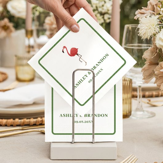 Serviette En Papier Flamingo Tropics Beach Coastal Retro Wedding