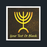 Serviette En Papier Flamme de Menorah<br><div class="desc">Un rendu numérique de la menorah juive à sept branches (hébreu : מְ וֹ נ רָ ‎). Ajoutez votre propre texte. Cette image est également disponible sur les invitations à des Bar/Bat mitzvah, les cartes RSVP et Merci, et beaucoup d'autres articles. La menorah à sept branches, utilisée dans le sanctuaire...</div>
