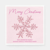 Serviette En Papier Flamme de neige rose Fête de Noël minimale (Devant)