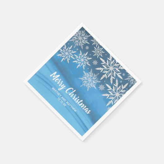 Serviette En Papier Flamme de Noël Blue Winter Snowflake (Coin)