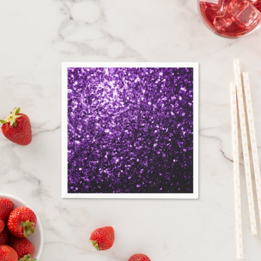 Serviette En Papier Flamme de parties scintillant foncé violet brillan (En situation)