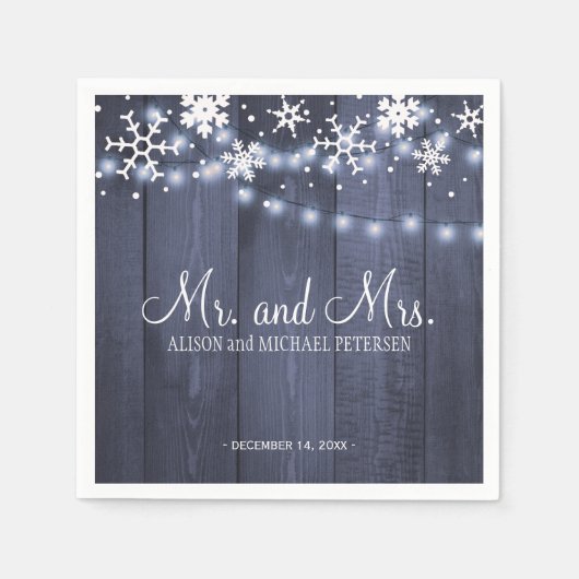 Serviette En Papier Flammes à neige Twinkle m et mme mariage (Devant)