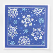 Serviette En Papier Flammes De Neige Blanches Sur Bleu (Devant)