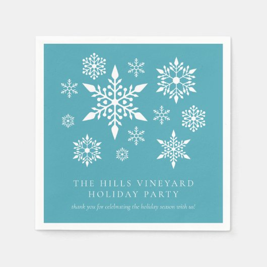 Serviette En Papier Flammes de neige blanches sur Turquoise Holiday Pa (Devant)