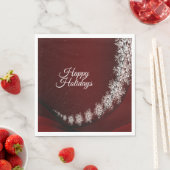 Serviette En Papier Flammes de neige Cristal de Noël Rouge Rustique (En situation)