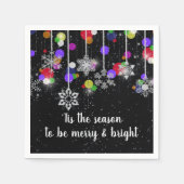 Serviette En Papier Flammes de neige de Noël en noir (Devant)