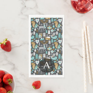 Serviette En Papier Flammes de neige des animaux des bois Noël scandin