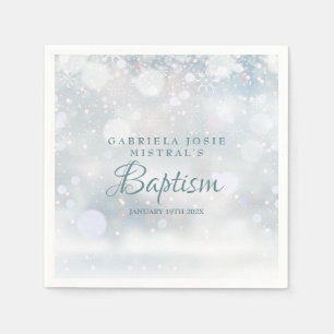 Serviette En Papier Flammes de neige d'hiver Baptême Christening