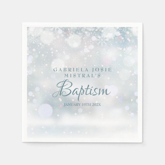 Serviette En Papier Flammes de neige d'hiver Baptême Christening (Devant)