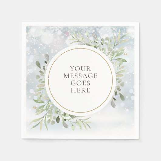 Serviette En Papier Flammes de neige d'hiver Foliage vert (Devant)