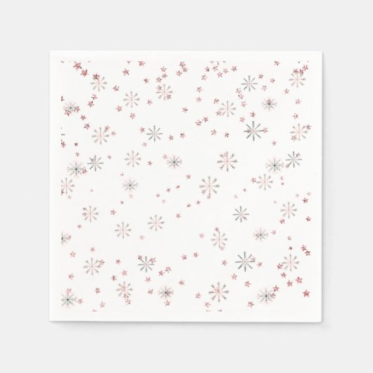 Serviette En Papier Flammes de neige d'hiver rose et argent (Devant)