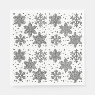 Serviette En Papier Flammes de neige en argent mousseux motif de vacan