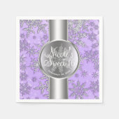 Serviette En Papier Flammes de neige en argent violet Winter Wonderlan (Devant)