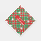 Serviette En Papier Flammes De Neige Et Plaid Rouge Vert Et Blanc Noël (Coin)