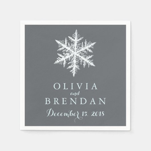 Serviette En Papier Flammes de neige gelées d'hiver | MARIAGE (Devant)