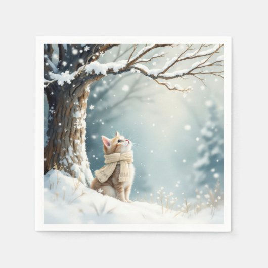 Serviette En Papier Flammes de neige Kitty Watch (Devant)