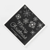 Serviette En Papier Flammes de neige noires et blanches (Coin)