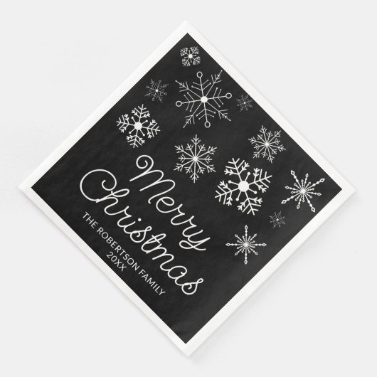 Serviette En Papier Flammes de neige noires et blanches (Coin)