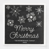 Serviette En Papier Flammes de neige noires et blanches (Devant)