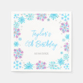 Serviette En Papier Flammes de neige pourpre et bleu fête d'anniversai (Devant)