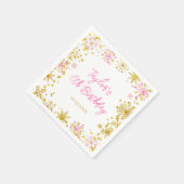 Serviette En Papier Flammes de neige rose et or fête d'anniversaire (Coin)