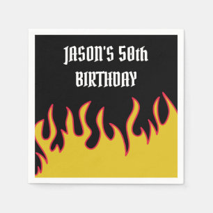 Serviette En Papier Flammes de roche et de roulage Flames de message p