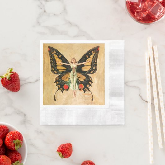 Serviette En Papier Flapper Butterfly Flying Woman Illustration (En situation)