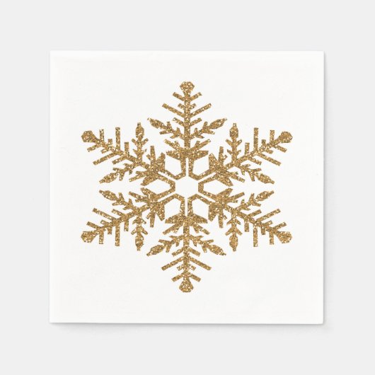 Serviette En Papier Fléau de neige Gold Faux Parties scintillant (Devant)