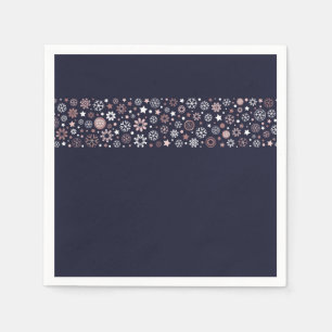 Serviette En Papier Flèche de neige rose et blanche, conception hivern