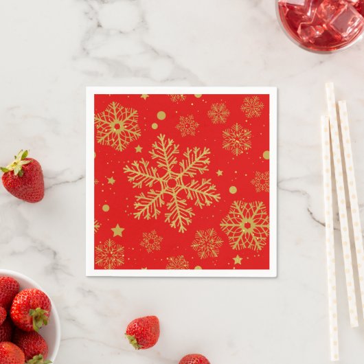 Serviette En Papier Flèche dorée sur rouge (En situation)