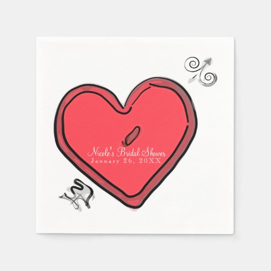 Serviette En Papier Flèche Moderne & Cœur Saint-Valentin Fête Chic Per (Devant)