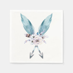 Serviette En Papier Flèches Bohème Bleu Floral Bohème Fête