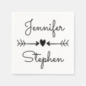 Serviette En Papier Flèches Coeur et Amour Mariage Noir Et Blanc (Devant)