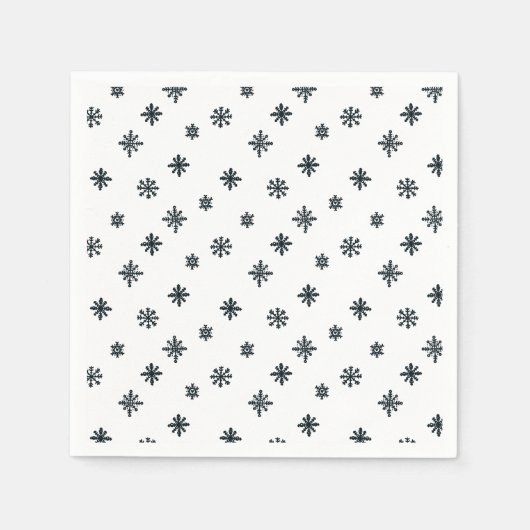 Serviette En Papier Flèches de neige modernes Noir & Blanc (Devant)