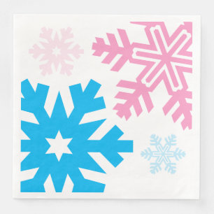 Serviette En Papier Flèches de neige rose et bleu élégant