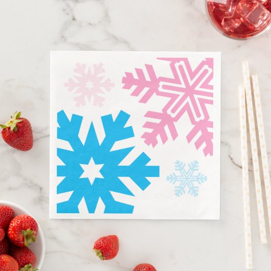 Serviette En Papier Flèches de neige rose et bleu élégant (En situation)