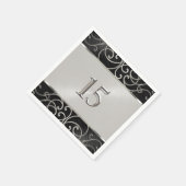 Serviette En Papier Flèches en fibre noire Quinceanera et argent (Coin)