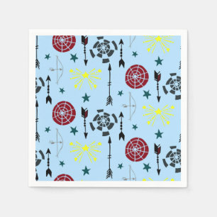 Serviette En Papier Flèches et cibles du tir à l'arc bleu