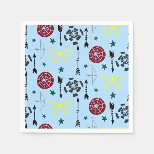 Serviette En Papier Flèches et cibles du tir à l'arc bleu (Devant)